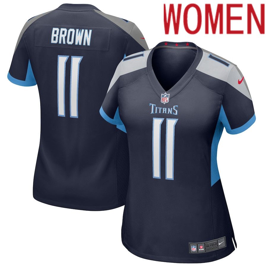Women Tennessee Titans #11 AJ Brown Navy Nike Game NFL Jersey->women nfl jersey->Women Jersey